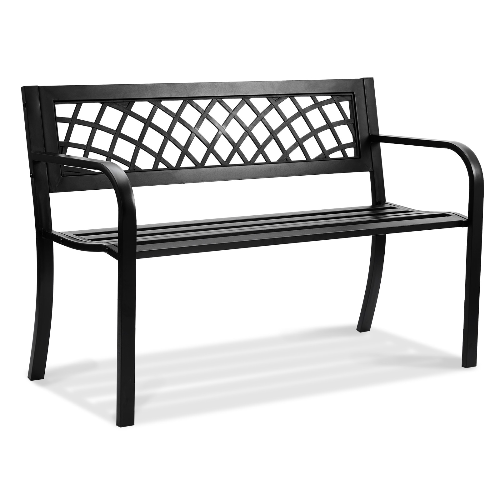 Outdoor Garden Bench With Backrest And Armrests For Patio Yard_voghion.com